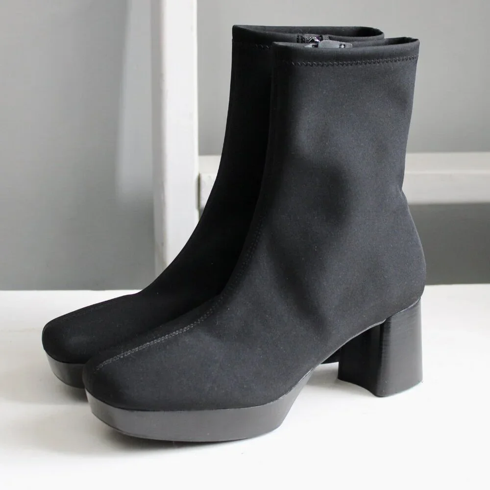 Aerosoles Women's Sussex Stretch Gabardine Block Heel Platform Bootie sz 9.5 NWT